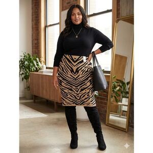NWT Lane Bryant Zebra Print Knit Pencil Skirt Plus Size 22/24 Brown Black